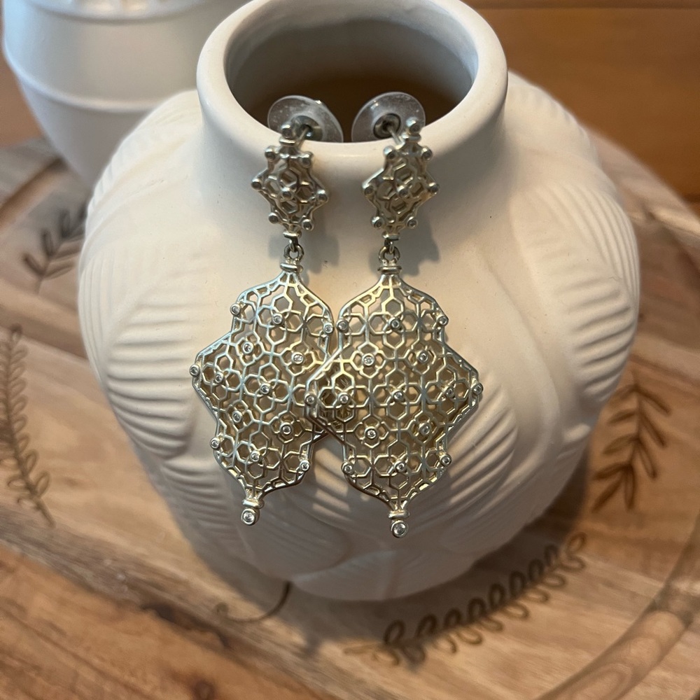 Kendra Scott Filigree Drop Earrings in Silver Tone